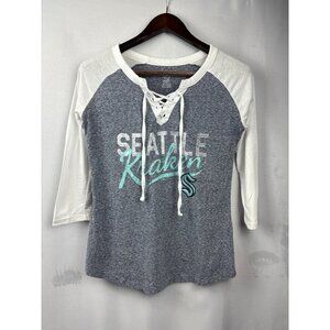 Women’s Official Licensed NHL Small Seattle Krakens Three Quarter Sleeve Shirt